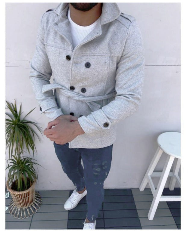 Leander Trench Coat with Belted in Grey