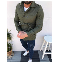 Leander Trench Coat with Belted in Olive Green