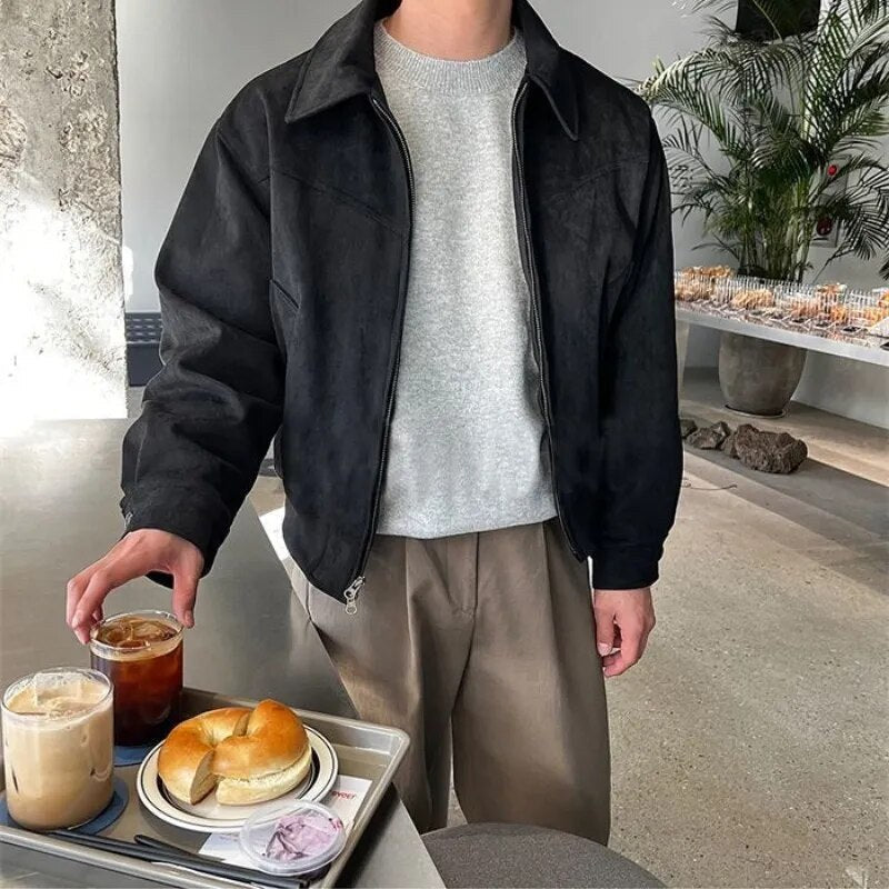 Leander Vintage Jacket in Schwarz Dick