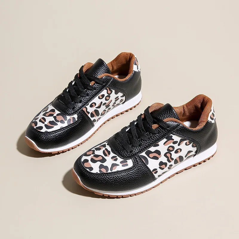 Leanna Leopard Sneakers in Charcoal
