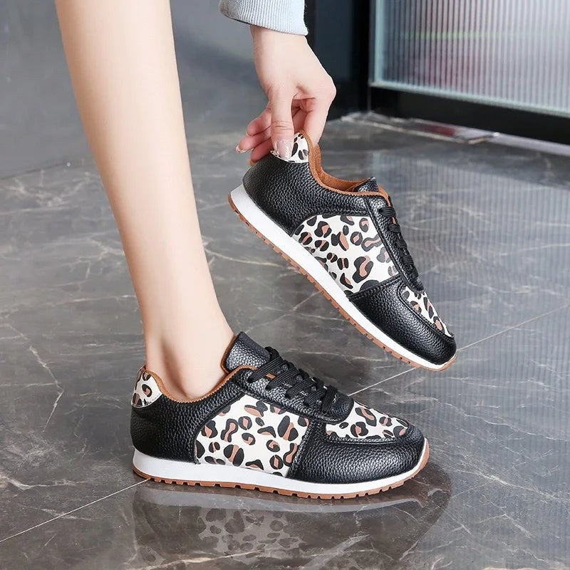 Leanna Leopard Sneakers in Charcoal