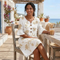 Leanora Women's Floral Midi Dress with Flutter Sleeves