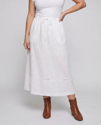 Leila Airy Linen Skirt with Elastic Waist