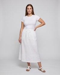 Leila Airy Linen Skirt with Elastic Waist
