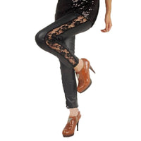 Leila Elegant Lace Leggings in Black