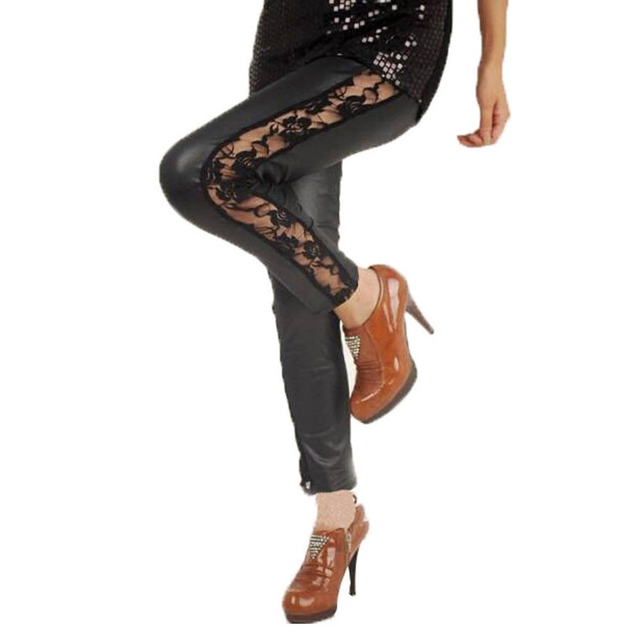 Leila Elegant Lace Leggings in Black