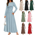 Leila Elegant Maxi Dress with Pockets and Ruffles