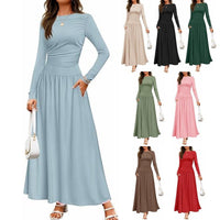 Leila Elegant Maxi Dress with Pockets and Ruffles