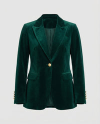 Leila Elegant Velvet Blazer in Green