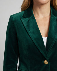 Leila Elegant Velvet Blazer in Green