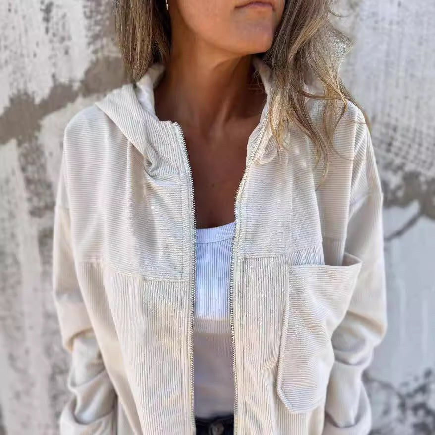 Leila Lightweight Jacket with Pockets in Beige