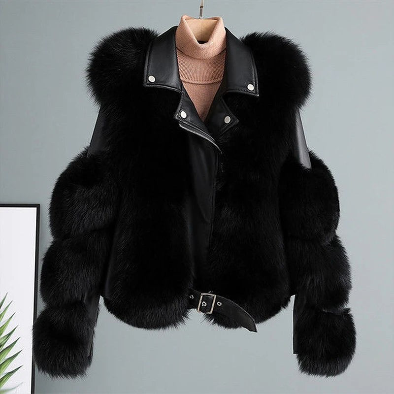 LeMarc Faux Fur Jacket in Charcoal