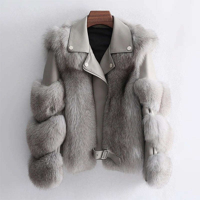 LeMarc Faux Fur Jacket in Gray