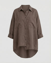Lena Blouse with Oversized in Brown
