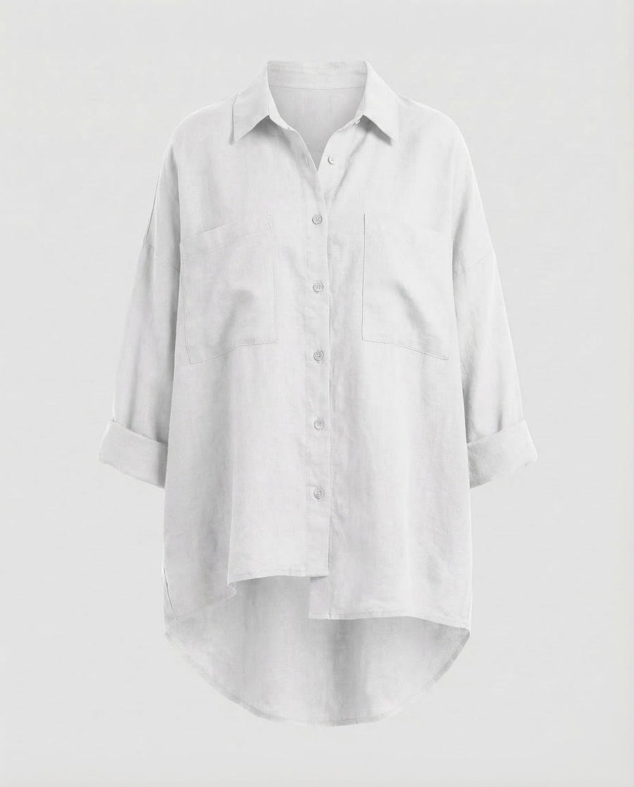 Lena Blouse with Oversized in White