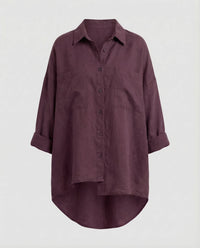 Lena Blouse with Oversized in Wine Red