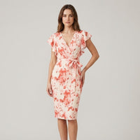 Lena Floral Wrap Midi Dress in Cherry Blossom