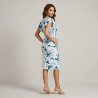Lena Floral Wrap Midi Dress in Powder Blue