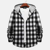 Lena Shirt with Checked and Hood in Grey