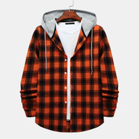 Lena Shirt with Checked and Hood in Orange