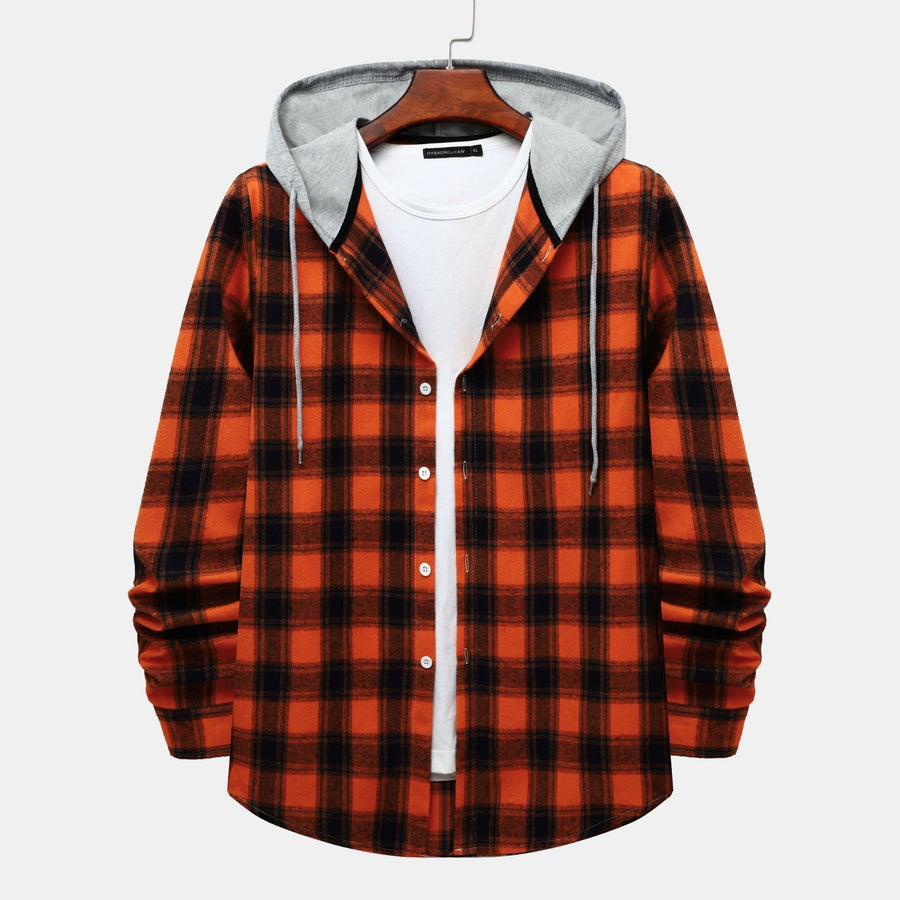 Lena Shirt with Checked and Hood in Orange