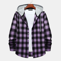 Lena Shirt with Checked and Hood in Purple