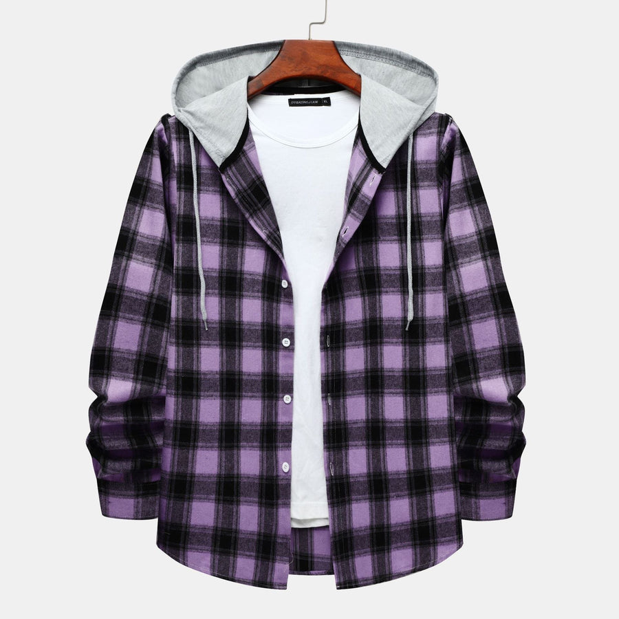 Lena Shirt with Checked and Hood in Purple