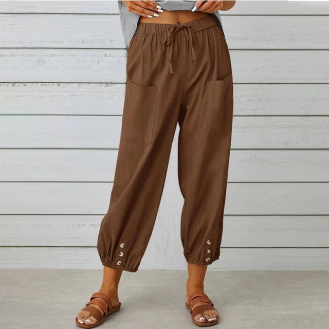 Lena™ High Waist Relaxed Pants in Brown