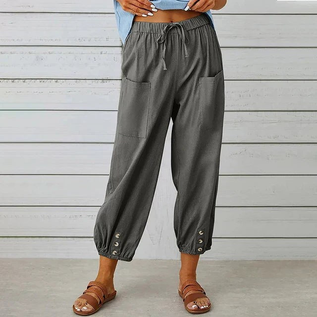 Lena™ High Waist Relaxed Pants in Dark Grey
