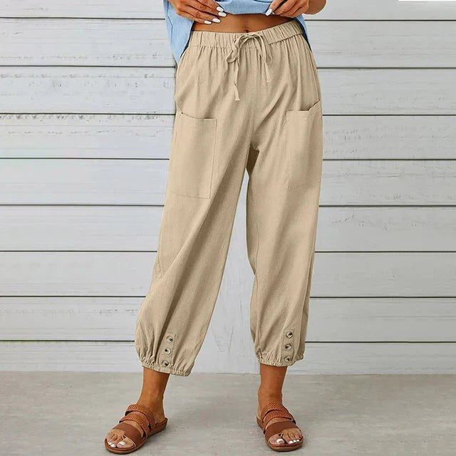 Lena™ High Waist Relaxed Pants in Khaki