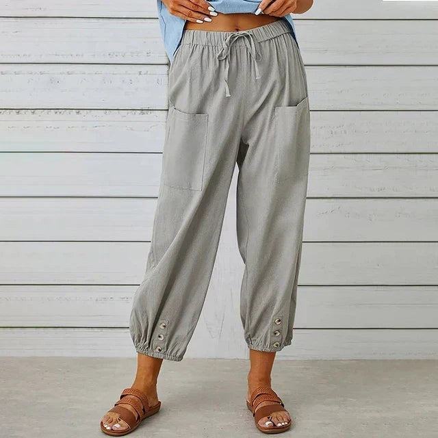 Lena™ High Waist Relaxed Pants in Light Grey