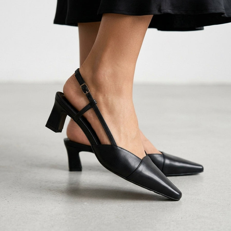 Leni Pointed Toe Slingback in Charcoal