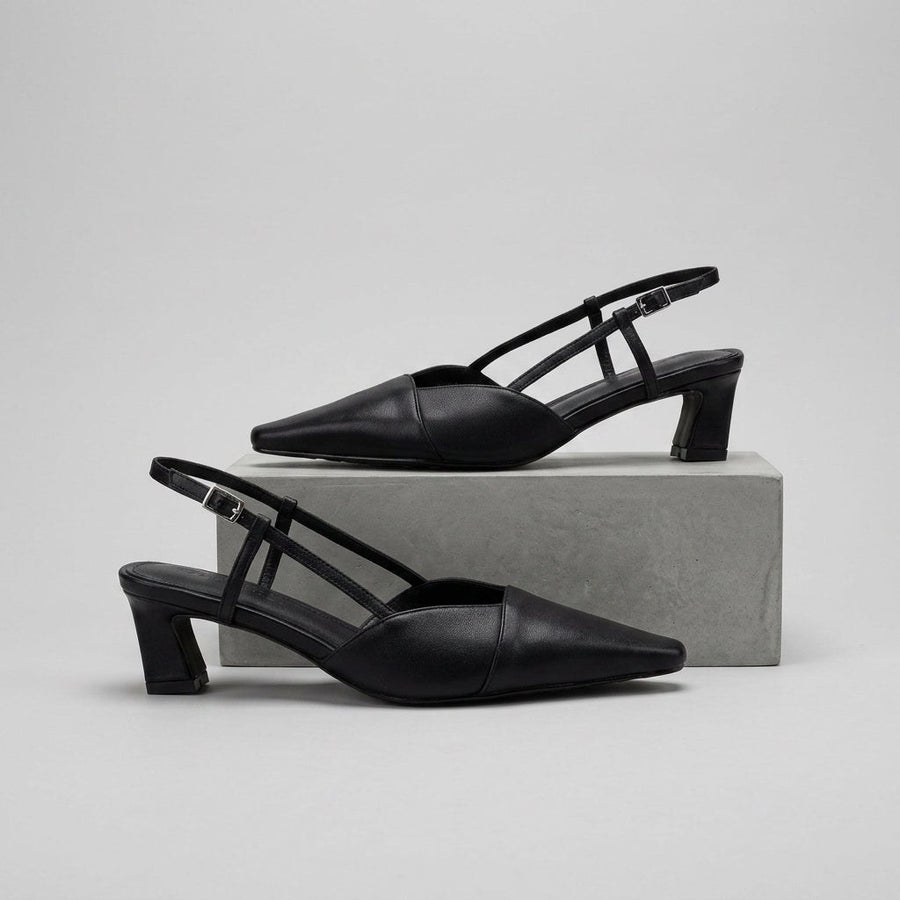 Leni Pointed Toe Slingback in Charcoal
