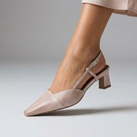 Leni Pointed Toe Slingback in Off White