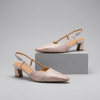 Leni Pointed Toe Slingback in Off White
