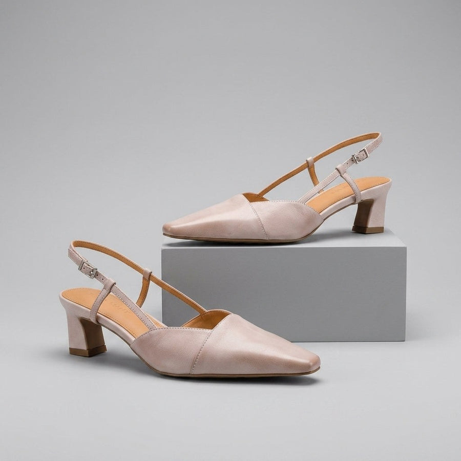 Leni Pointed Toe Slingback in Off White