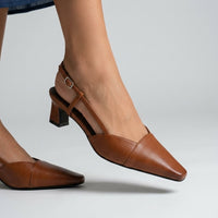 Leni Pointed Toe Slingback in Sienna Brown