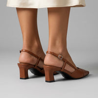 Leni Pointed Toe Slingback in Sienna Brown