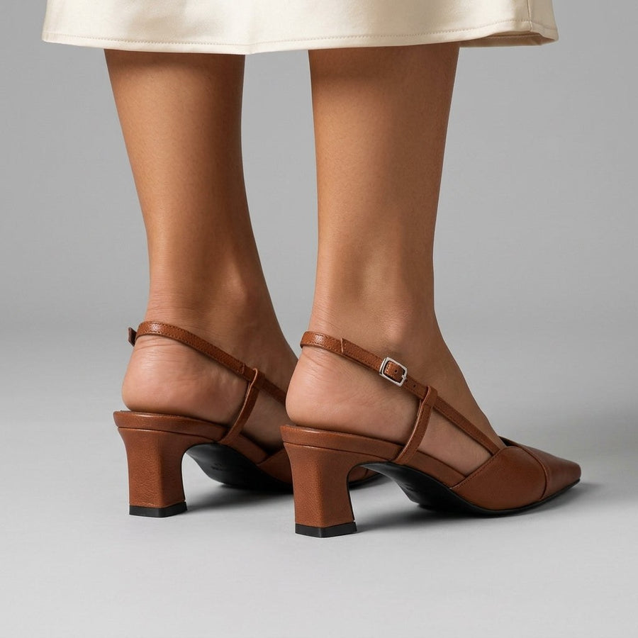 Leni Pointed Toe Slingback in Sienna Brown