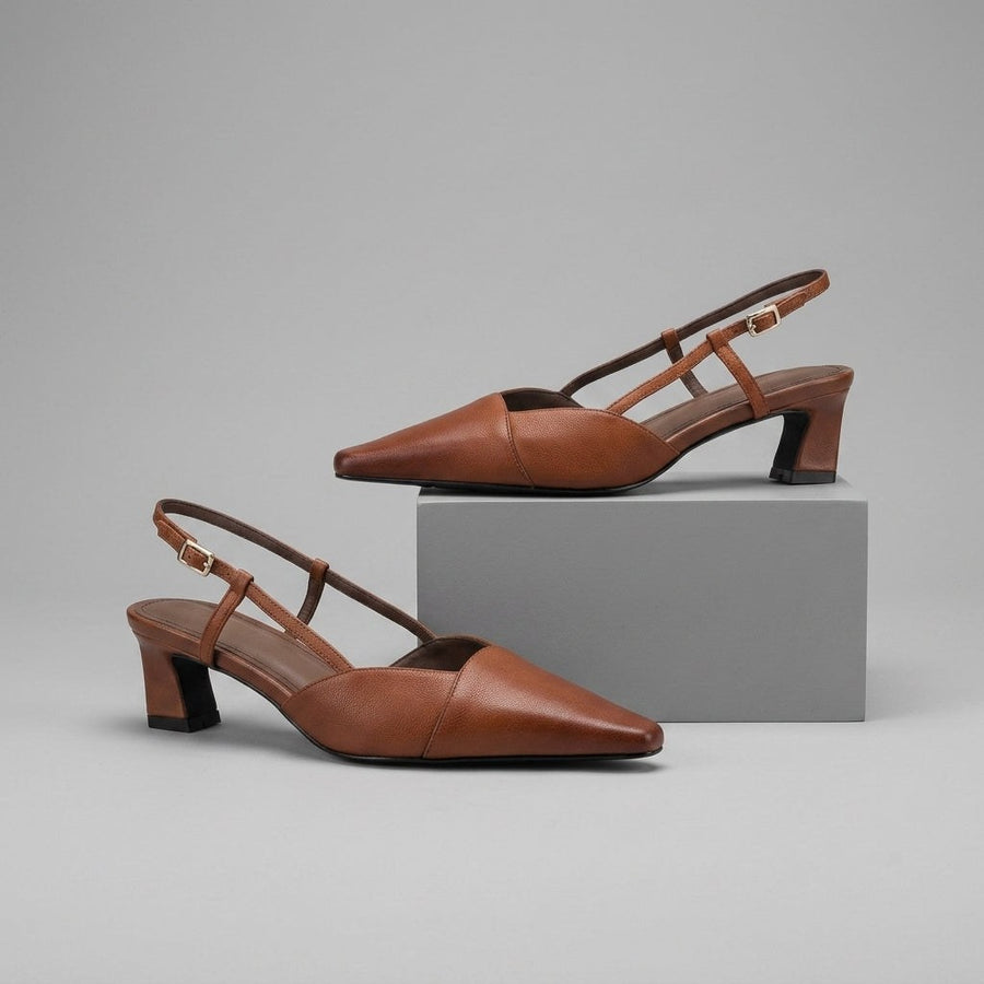 Leni Pointed Toe Slingback in Sienna Brown