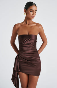 Jasmine Mini Dress – Plum Brown