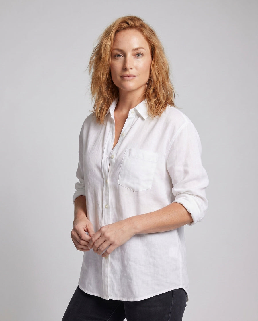 Leonie Elegant Linen Blouse with Chest Pocket