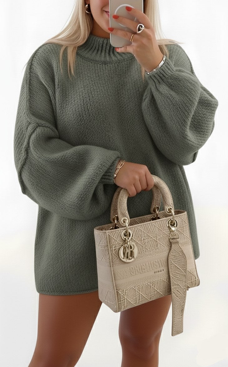 Leonie Knit Sweater with Oversized in Green