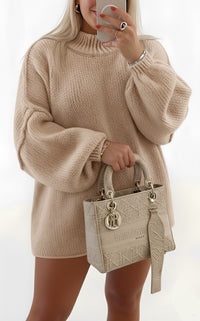 Leonie Knit Sweater with Oversized in Khaki
