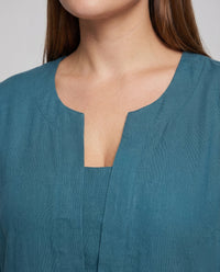 Leonie Linen Dress with V-Neck and Pockets