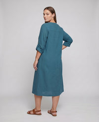 Leonie Linen Dress with V-Neck and Pockets