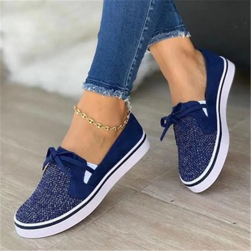 Leonie Linen Shoes in Blue