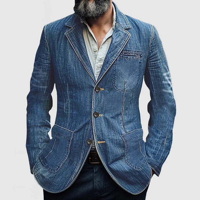 Leopold Casual Denim Blazer in Helleblau