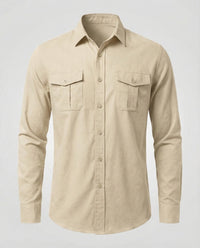 Leopold Linen Shirt with Long Sleeve in Beige