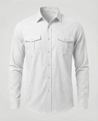 Leopold Linen Shirt with Long Sleeve in White